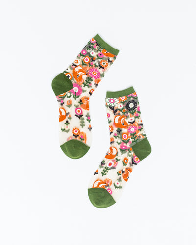 Sock Candy fox print socks womens graphic floral socks